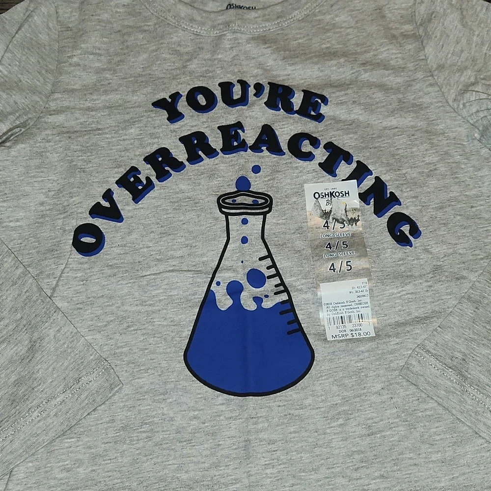 NWT Oshkosh B'Gosh Gray Long Sleeve Shirt with Blue Graphic